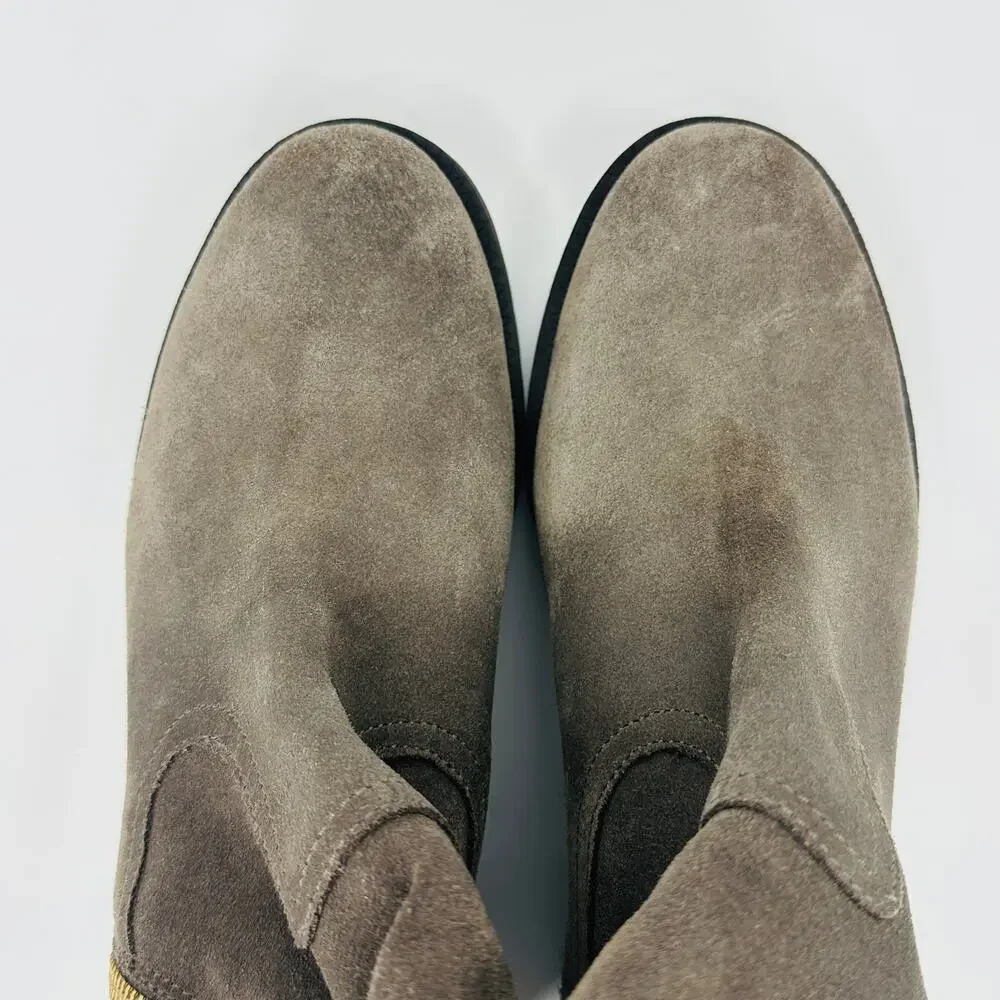 Vionic Women's Mica Grey Water Resistant Suede Mid Calf Zip Boots Size 6.5